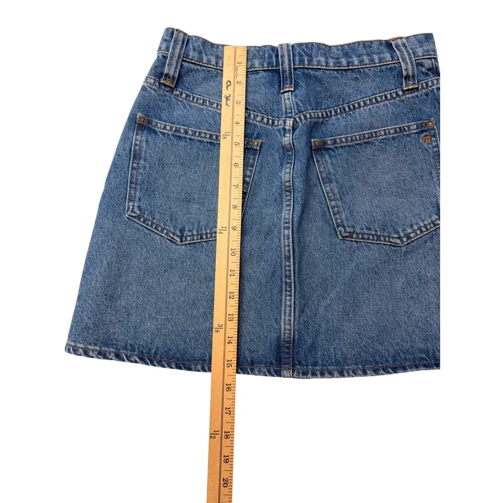 Madewell Denim Button Front A Line Mini Skirt Medium Wash Womens Size 28‎